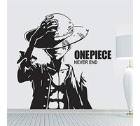YaoyueJian Stickers Muraux Art Stickers Muraux Vinyle Enfants One Piece Luffy Dessin Animé Noir Étanche Rectangulaire 87x57 cm