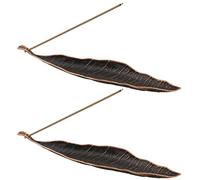 YAOYYG 2 Pièces Bronze Porte-Encens Feuilles de Métal, Porte-Encens Support Encens Baton en Forme Feuille Porte Encens, Brûleur D’Encens, pour Méditation Yoga Aromathérapi Relaxation (Marron)