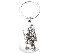 YAOYYG Saint Christopher Key Chain, Saint Patron des Voyageurs, Pendentif de Protection pour Automobilistes et Motocyclistes, Idée Cadeau pour Automobiliste,Pilote,Camionneur (Argent)