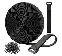 YAOYYG Sangle Scratch, Avec Attache en Scratch Robustes 2.5 cm x 5 m Avec 20 Boucles - Ajustables, Réutilisable Attaches de Câble Câble Management Facile à Couper (Noir)