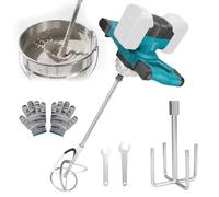 Yapasopu Malaxeur Mortier Colle 3100W, Malaxeur Beton ompatible avec une batterie 18-21V (sans batterie), Melangeur Beton Avec 6 Vitesses, Betonniere Électrique pour la peinture,le mortier,le Ciment