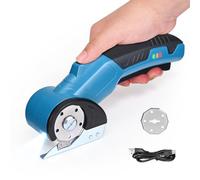 Yapasopu Portable Cutter Rotatif électrique 320RPM 1500mAh ciseaux electrique épaisseur de coupe maximale 8mm pour couper le tissu/tapis/cuir/caoutchouc/carton