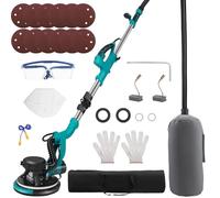 Yapasopu professionnel ponceuse girafe 850W 800-2100 tr/min, 5 vitesses réglables ponceuse girafe aspirante ponceuse murale Tête de meulage inclinable à 90° et de Ø 215 mm télescopique avec lampe LED