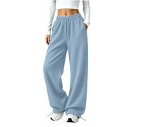 YAPAZULU Pantalon Large Femme Texturé Gaufré Taille Élastique | Cordon long Coupe Ample Poche Latérale Tricoté Sportif Renforcé Technique Pantalon D'Hiver Chaud Vacances Assemblé