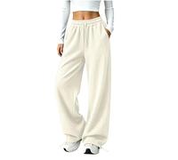 YAPAZULU Pantalon Large Femme Texturé Gaufré Taille Élastique | Cordon long Coupe Ample Poche Latérale Tricoté Sportif Renforcé Technique Pantalon D'Hiver Chaud Vacances Assemblé
