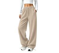 YAPAZULU Pantalon Large Femme Texturé Gaufré Taille Élastique | Cordon long Coupe Ample Poche Latérale Tricoté Sportif Renforcé Technique Pantalon D'Hiver Chaud Vacances Assemblé