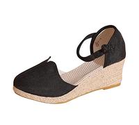 YAPAZULU Sandales Espadrilles Femme à Lanière Simple Mules Compensées d'Été avec Boucle Chaussures de Plage Faciles à Enfiler Semelle en Corde Antidérapante Style Minimaliste Talon Stable