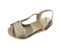 YAPAZULU Sandales Femme Compensées Espadrilles à Bout Ouvert Chaussures d'Été avec Semelle en Corde et Bride Cheville Sandales Compensées Femme Espadrilles Bohème pour Soirées et Plages Talon Haut