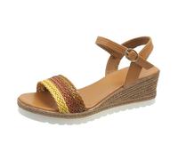 YAPAZULU Sandales Femme Compensées Espadrilles à Bout Ouvert Chaussures d'Été avec Semelle en Corde et Bride Cheville Sandales Compensées Femme Espadrilles Bohème pour Soirées et Plages Talon Haut