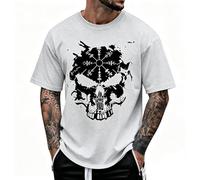 YAPAZULU T-Shirt Homme à Manches Courtes Coupe Classique Col Rond 3D Imprimé Symboles De La Mythologie Nordique Et Viking T-Shirt Homme Imprimé Crâne Punk Gothique Oversized Hiphop Streetwear