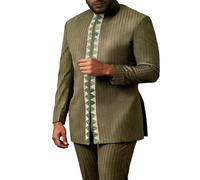 YAPAZULU Tenue Mois de L'histoire Des Noirs Homme Style Africain Col Rond et Manches Longues Ensemble Pantalon Long pour Fête Vêtement Ethnique Deux Pièces