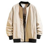 YAPAZULU Veste Homme Baseball Blouson Bomber Oversize Veste Couleur Unie Blouson à Bordures Côtes Blousons Sport Décontractée Homme Streetwear Manteau col Montant Manteaux à Manches Longues