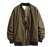 YAPAZULU Veste Homme Baseball Blouson Bomber Oversize Veste Couleur Unie Blouson à Bordures Côtes Blousons Sport Décontractée Homme Streetwear Manteau col Montant Manteaux à Manches Longues