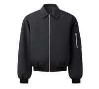 YAPAZULU Veste Homme col Rabattu Blouson Aviateur Oversize Veste Décontractée Couple Blouson Bomber Unisexe Blousons de Vol Casual Manteau Homme Mode Manteau Courte Zippée Blousons D'extérieur