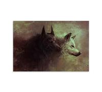 YAPING Two Black And White Wolves Art Poster Décoration 60 x 90 cm