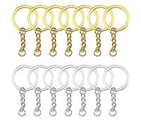 Yapithome 60 Pièces Porte-clés Avec Chaîne Anneaux de Porte-clé en Acier INOX pour Bricolage, Anneau Porte Clefs Pour la Fabrication de Bijoux Artisanaux