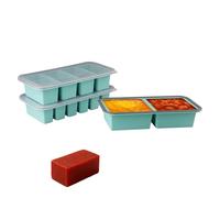 YapitHome Lot de 3 moules à congélation en silicone Souper Cubes, 2+4+6 compartiments avec cadre en acier inoxydable, étanche empilable avec couvercle, pour congeler et conserver bouillons et sauces