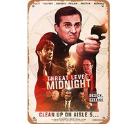 YAPJIGM Affiche du film « Threat Level Midnight » rétro en métal pour café, bar, pub, bureau, garage, décoration murale de la maison, cadeau vintage en étain 30,5 x 20,3 cm
