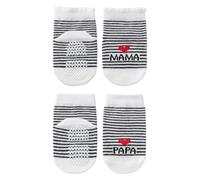 YAPKOLV 2 paires de chaussettes en coton pour bébé, design 'J'aime Maman' et 'J'aime Papa', 0-3 mois, cadeau garcon, ensemble nouveau-né, fille, idéal pour la maison, parfait comme naissance