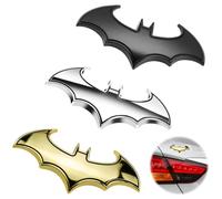 YAPKOLV 3 Pcs Autocollant Voiture 3D en Acier Inoxydable Emblème Bat, Emblème 3D Chauve-souris en Plastique avec Dos Adhésif en Mousse, Autocollant Métal Chromé Logo Voiture Badge Batman