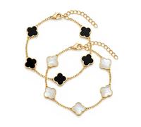 YAPKOLV Clover bracelet 2 set pour dames - bracelet chanceux, un cadeau pour les dames, les amis et les filles. Bracelets d’amitié élégants, cadeaux pour la fête des mères