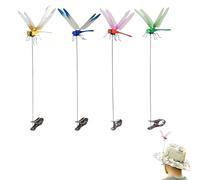 YAPKOLV Libellules 3D, 4 Pièces, Colibri, Anti-Mouches Cerf et Cheval, Dispositifs de Dissuasion, Ornements de Jardin, Piquets Décoratifs Artificiels