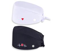 YAPKOLV Lot de 2 Calots Chirurgicaux en Tissu, Accessoires Infirmière pour Médecins, Calot Femme et Homme, Confortable et Élégant pour Procédures Médicales (Noir + Blanc)