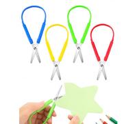 YAPKOLV Lot de 4 Petits Ciseaux Sécurité Enfants, Pointes Arrondies & Manches Antidérapants, Bleu/Jaune/Vert/Rouge, Accessoire Bricolage Crèche