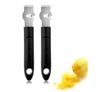 YAPKOLV Zesteur Agrumes Lot de 2 Noir en Acier Inoxydable, Râpe Multifonctionnelle pour Zeste Citron, Éplucheur & Couteau à Canal - Idéal Cocktails & Cuisine