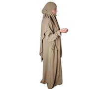 Yaqeen Abaya + Khimar Diamond Diamond Triangle Cut Set Long Hijab Muslimah Écharpe Jilbab Musulman Maxi Robe de prière, moka, Onesize ( Uk ize 6 - 12)