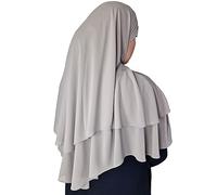 Yaqeen Hijab court en mousseline de soie Khimar 2 couches coupe diamant triangle écharpe musulman châle