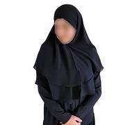 Yaqeen Hijab court en mousseline de soie Khimar 2 couches coupe diamant triangle écharpe musulman châle