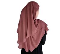 Yaqeen Hijab - Khimar court en mousseline de soie - 2 couches - Coupe diamant - Triangle - Hijab - Écharpe musulmane - Chadors - Arabie, robe de prière islamique - Foulard musulman, rouge, Einheitsgr