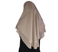 Yaqeen Hijab - Khimar court en mousseline de soie - 2 couches - Coupe diamant - Triangle - Hijab - Écharpe musulmane - Chadors - Arabie, robe de prière islamique - Foulard musulman, moka, taille