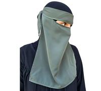 Yaqeen Hijab Niqab Voile pour le visage Jilbab Abaya Khimar Écharpe de tête en une pièce Écharf islamique idéal Madrassa Mosquée Ramadan Aïd Mariage Quotidien, kaki, Taille unique