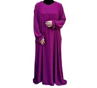 Yaqeen Jazz Abaya Robe longue musulmane avec poches latérales Idéal pour les loisirs, mosquée, Madrassa, Ramadan, Aïd, Hajj, Umrah, violet, taille unique