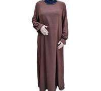 Yaqeen Jazz Abaya Robe longue musulmane avec poches latérales Idéal pour les loisirs, mosquée, Madrassa, Ramadan, Aïd, Hajj, Umrah, chocolat, taille unique