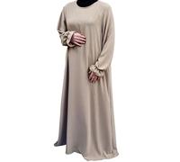Yaqeen Jazz Abaya Robe longue musulmane avec poches latérales Idéal pour les loisirs, mosquée, Madrassa, Ramadan, Aïd, Hajj, Umrah, moka, taille unique