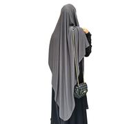 Yaqeen Jersey Khimar Hijab long pour musulmans, coupe diamant, foulard, lycra, robe de prière, écharpes musulmanes, gris foncé, taille unique