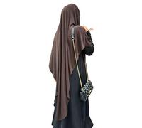 Yaqeen Jersey Khimar Hijab long pour musulmans, coupe diamant, foulard, lycra, robe de prière, écharpes musulmanes, marron foncé, taille unique