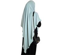 Yaqeen Khimar Triangle long hijab pour musulman une pièce en tissu crêpe doux Matériau Chadors Arabie Robe de prière islamique Châles musulmans, vert menthe, taille unique
