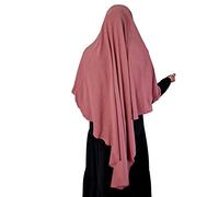 Yaqeen Khimar Triangle long hijab pour musulman une pièce en tissu crêpe doux Matériau Chadors Arabie Robe de prière islamique Châles musulmans, rose clair, Taille unique