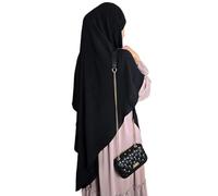 Yaqeen Khimar Triangle long hijab pour musulman une pièce en tissu crêpe doux Matériau Chadors Arabie Robe de prière islamique Châles musulmans, Noir , Taille unique
