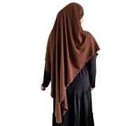 Yaqeen Khimar Triangle long hijab pour musulman une pièce en tissu crêpe doux Matériau Chadors Arabie Robe de prière islamique Châles musulmans, chocolat, taille unique