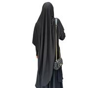 Yaqeen Long hijab en jersey Khimar coupe diamant pour musulman une pièce foulard en lycra robe de prière musulmane châles musulmans, Noir , taille unique