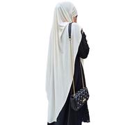 Yaqeen Long hijab en jersey Khimar coupe diamant pour musulman une pièce foulard en lycra robe de prière musulmane châles musulmans, beige, taille unique
