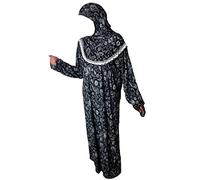 Yaqeen Robe de prière islamique une pièce pour femme,Caftan Dubatta,Taille unique,Extensible,Lycra,Idéal pour tous les jours/maison/travail/voyage/haaj/Umrah Ramadan/Aïd/mosquée/Madrassah, Noir 3, 44