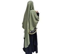 Yaqeen XL-Khimar-Triangle-Hijab pour les musulmans, en une pièce, tissu crêpe doux, voile, matériau, chadors, Arabie, robe de prière islamique, écharpes musulmanes, couverture corporelle, kaki, taille