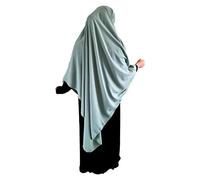 Yaqeen XL Khimar Triangle Long Hijab pour musulman une pièce Tissu crêpe doux Matériau Chadors Arabie Robe de prière islamique Châles musulmans, pistache, Taille unique