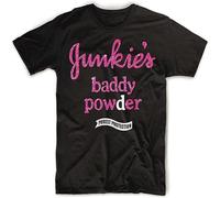 YAQINUO Junkie's Baddy Powder Mark Owen Inspired Men t Shirt with Glitter Print Couture Black S